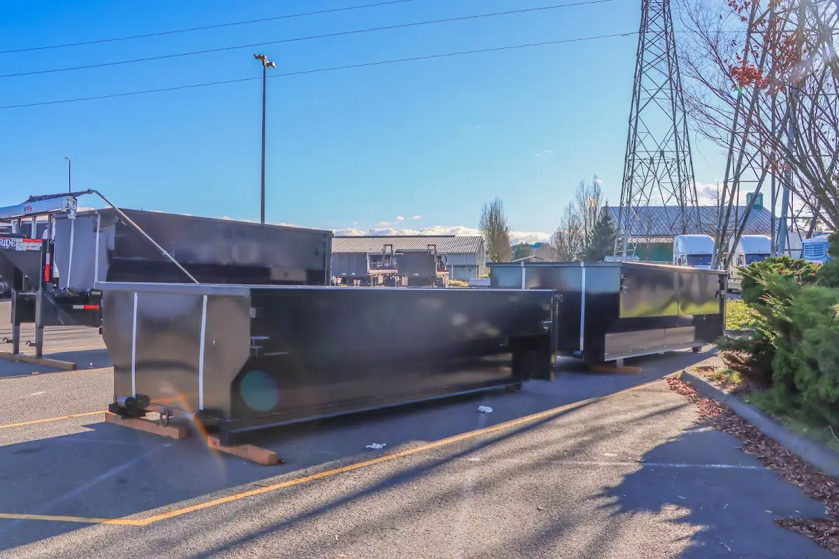 Roll-off dumpster ready for waste disposal at job site for Roll Off Dumpster Rental in Lincoln